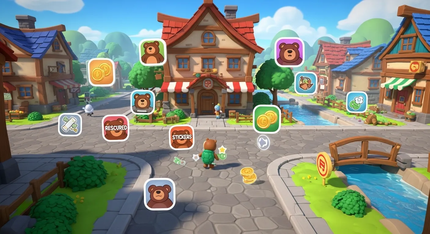 Missions overview for the first world Turtletown in Super Bear Adventure