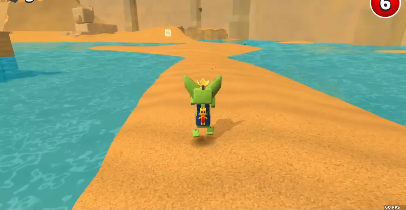 Astral Temple entrance path and lion statues in Beemothep Desert - Super Bear Adventure